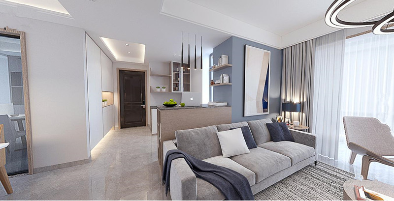 120平大三房，原来现代简约如此柔美而时尚！全景图封面图