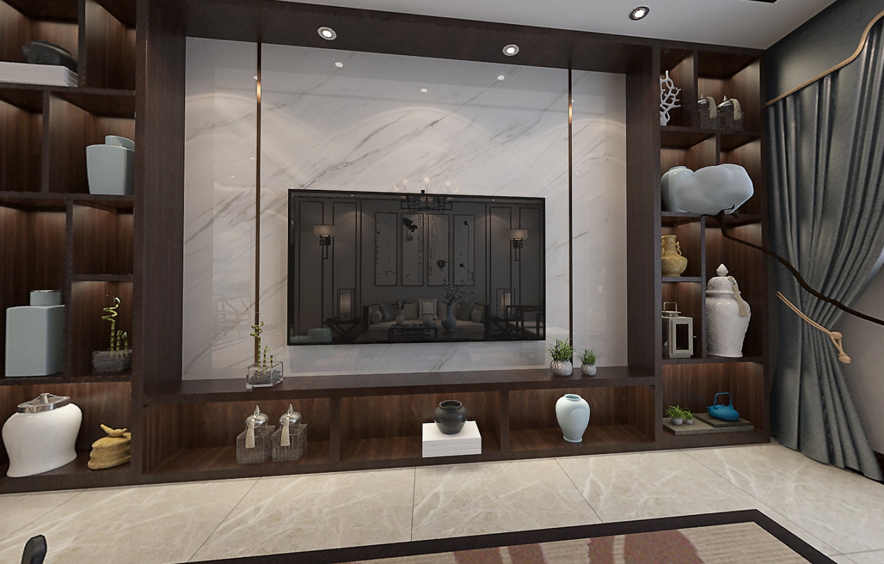 除却浮华，洗净尘埃，新中式带给你清澈的家全景图封面图