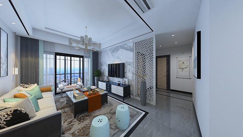 新中式-大白墙也能充满生机全景图封面图