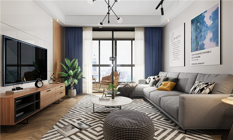 128平北欧风婚房案例全景图封面图