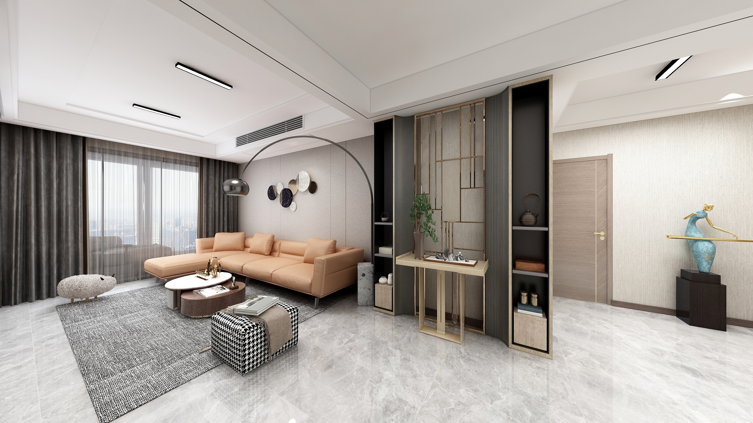 爱马仕橙点缀的现代轻奢家居全景图封面图