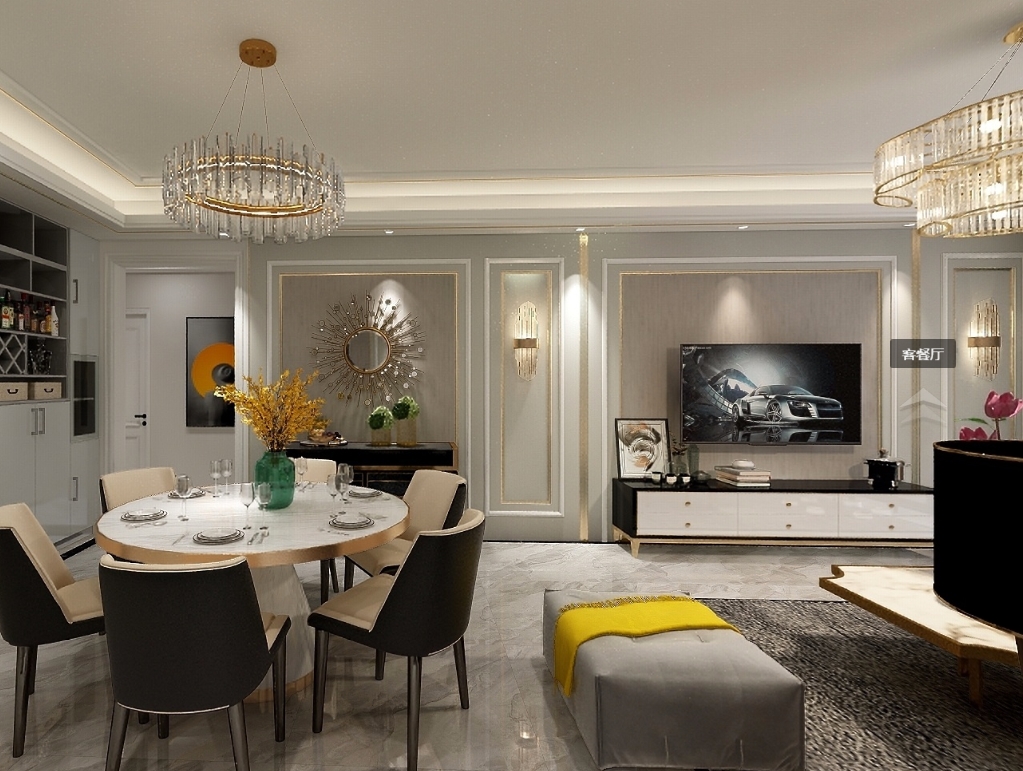 170平金御华府现代风格-奶咖色的现代风，让空间更具时尚感全景图封面图