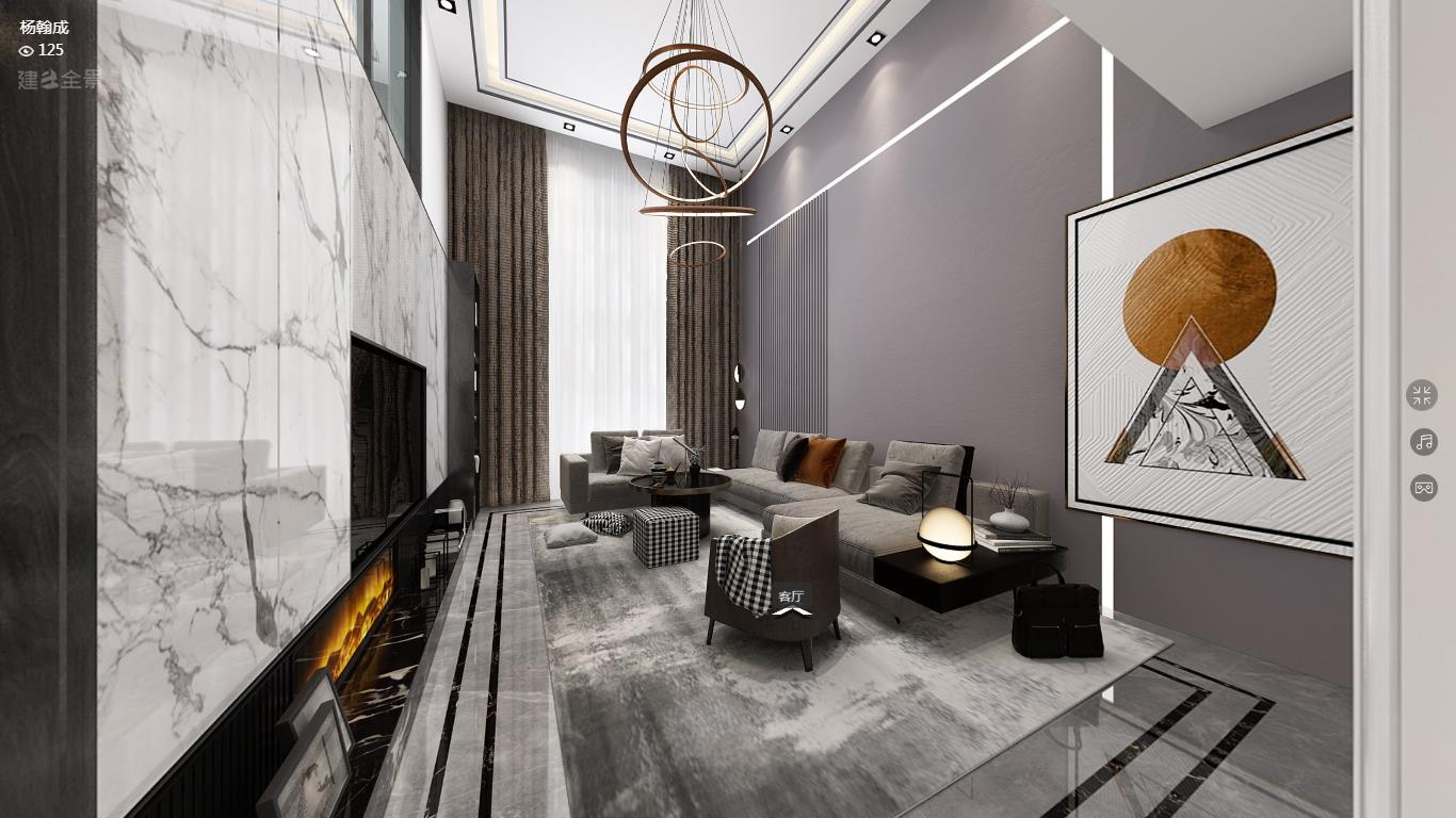 160平天都首府现代风格-极简而舒适的优雅空间，精致而不失品味全景图封面图