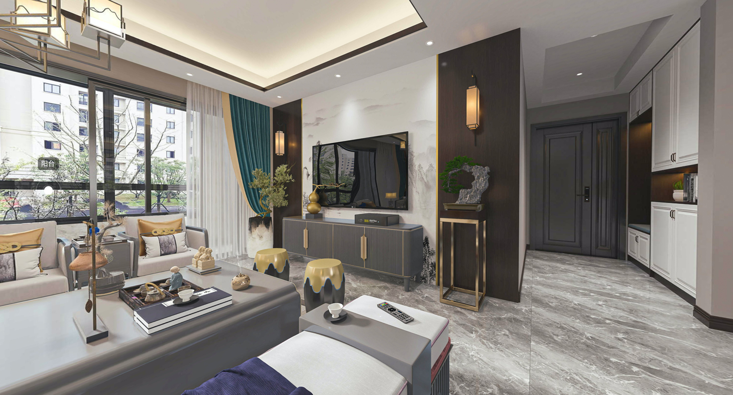 140平锦麟九里中式风-中式雅韵，沉淀生活的美全景图封面图