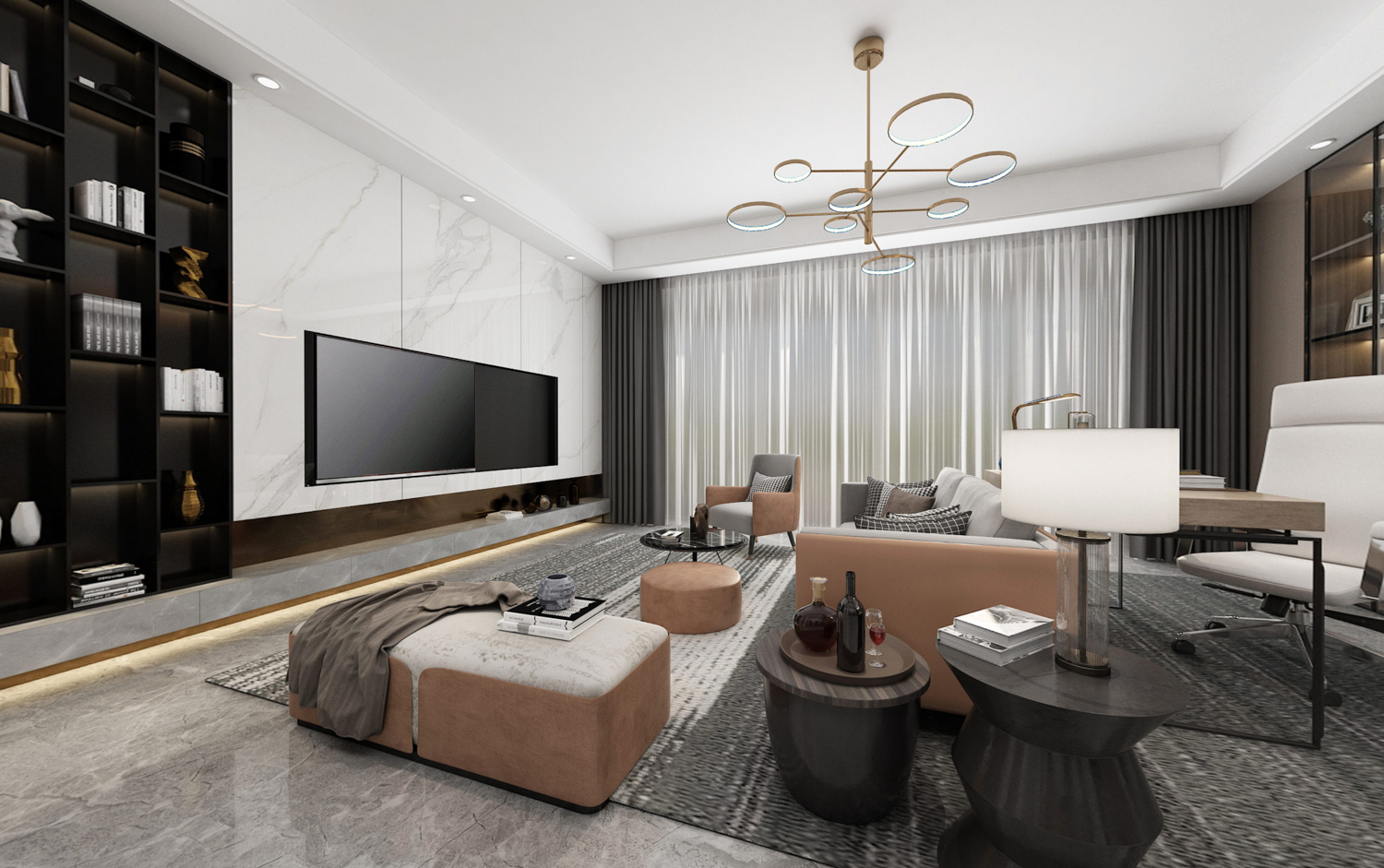 140平锦麟九里现代风-跃层精致空间全景图封面图