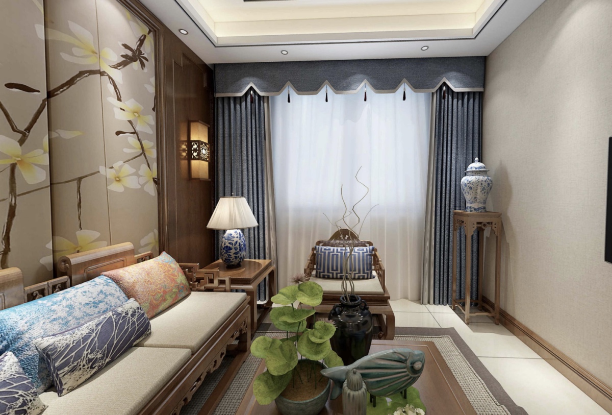 115平九龙仓碧玺新中式风格-婚房全景图封面图