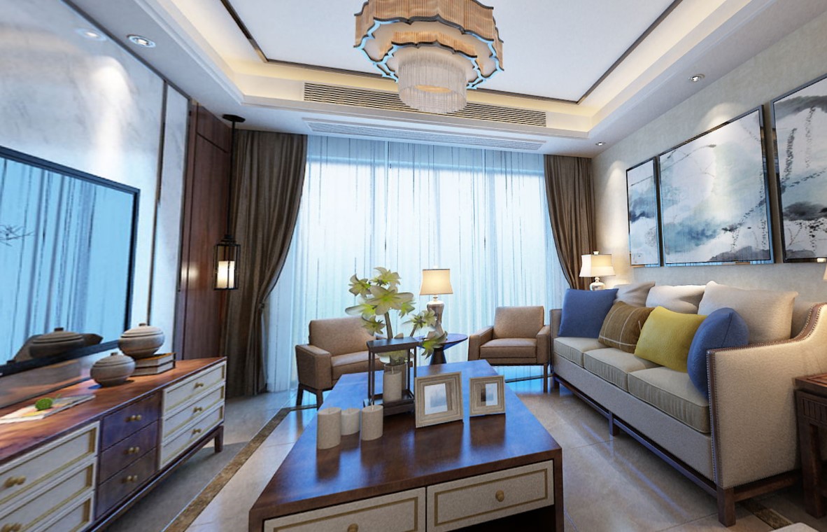 140平新城金郡中式风格-韵律东方，共鸣自然全景图封面图