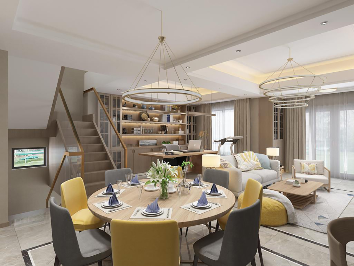 158平中海珑玺现代风格双层别墅全景图封面图