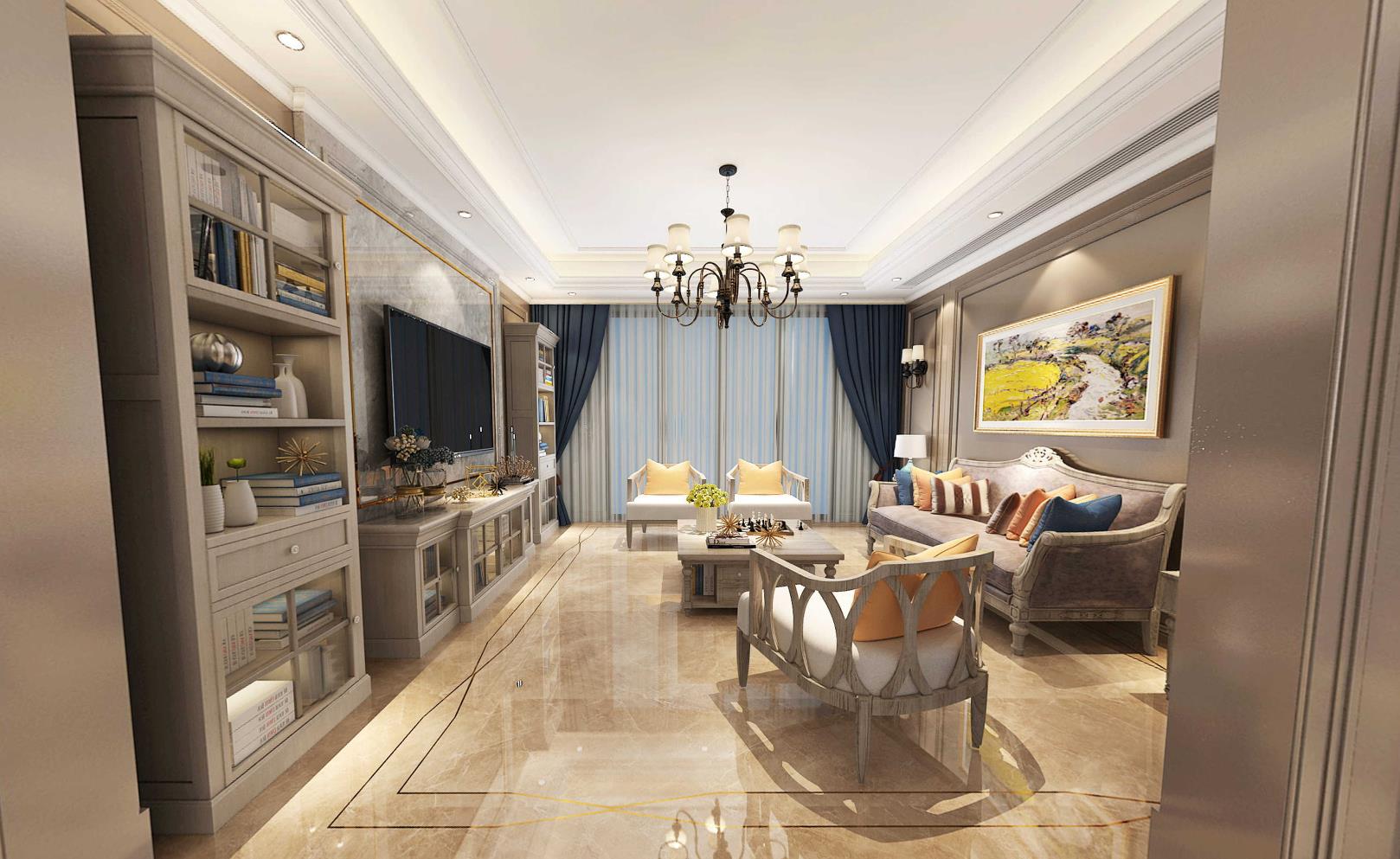 120平玉兰花园美式风格-优雅大气全景图封面图