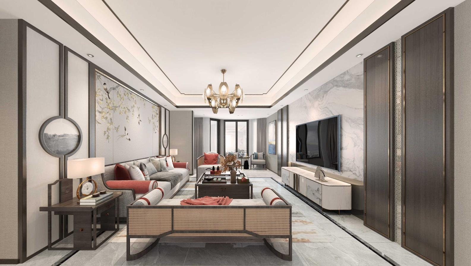 142平铂金公馆新中式风格全景图封面图