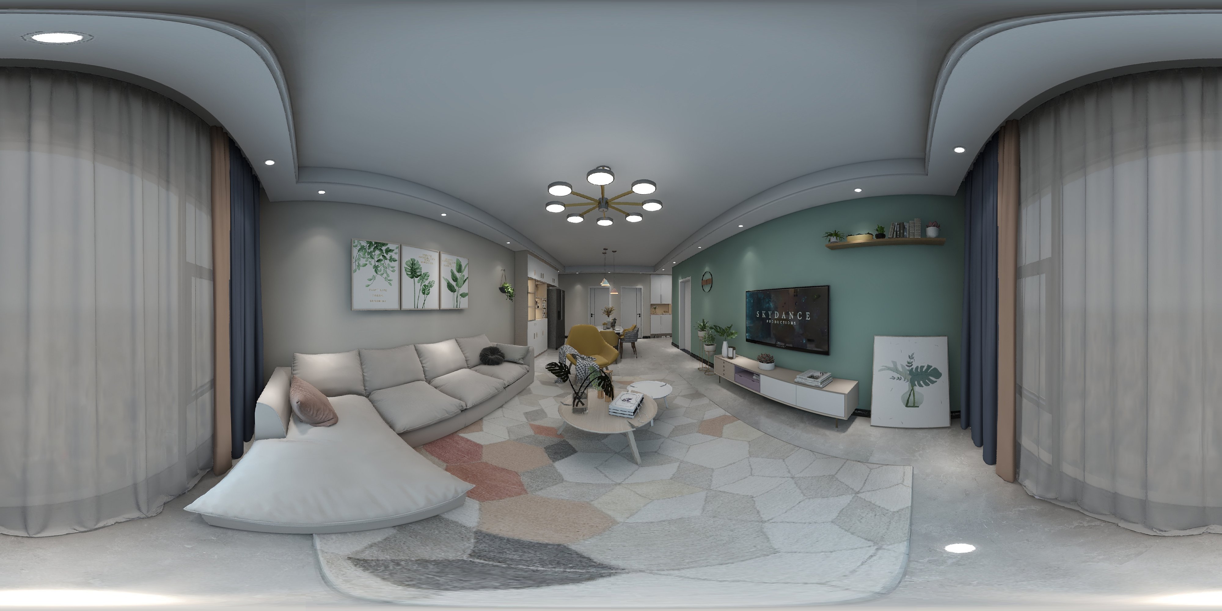 130平金色尚居北欧风格全景图封面图