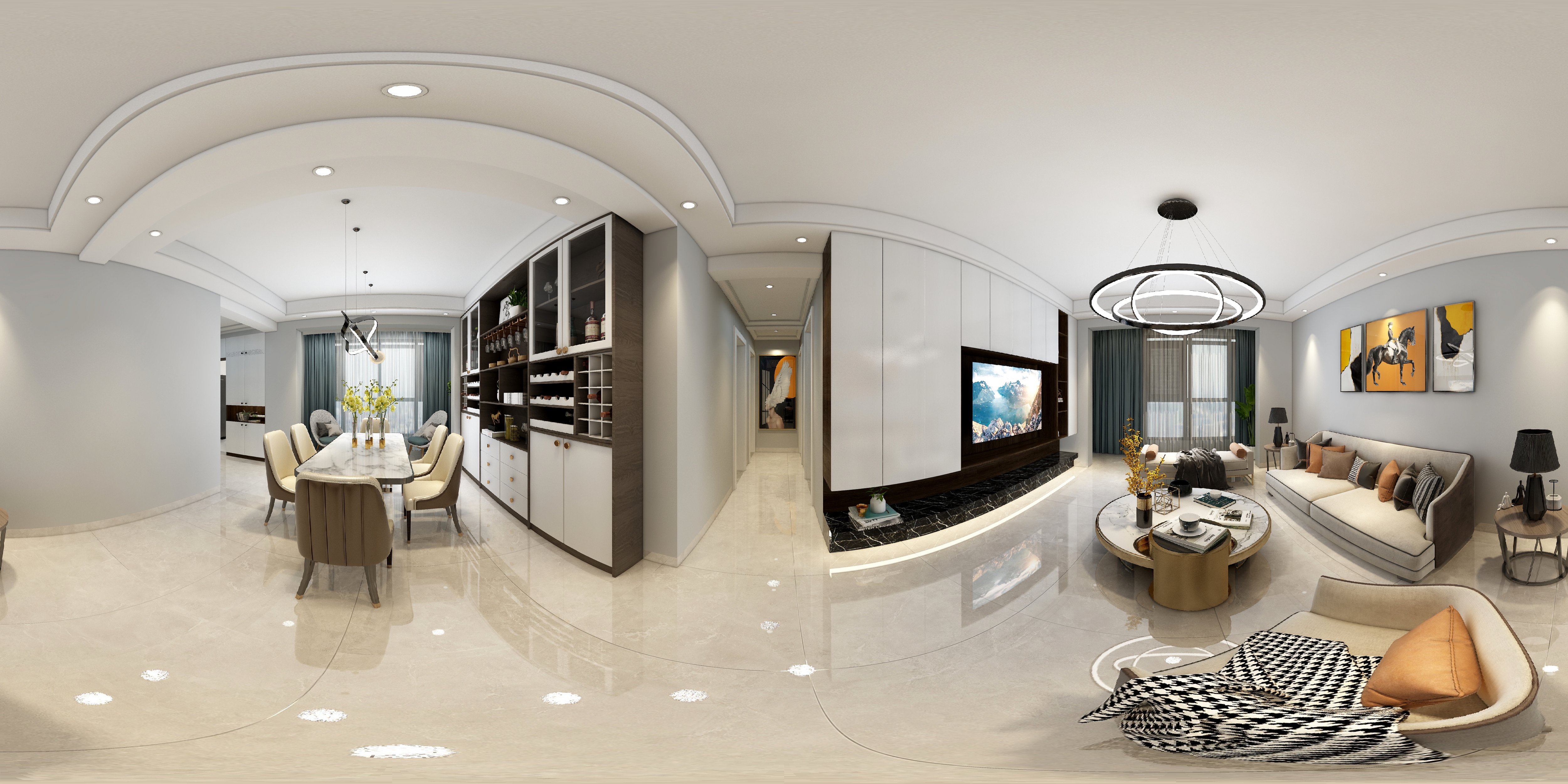 128平金色尚居现代风格全景图封面图