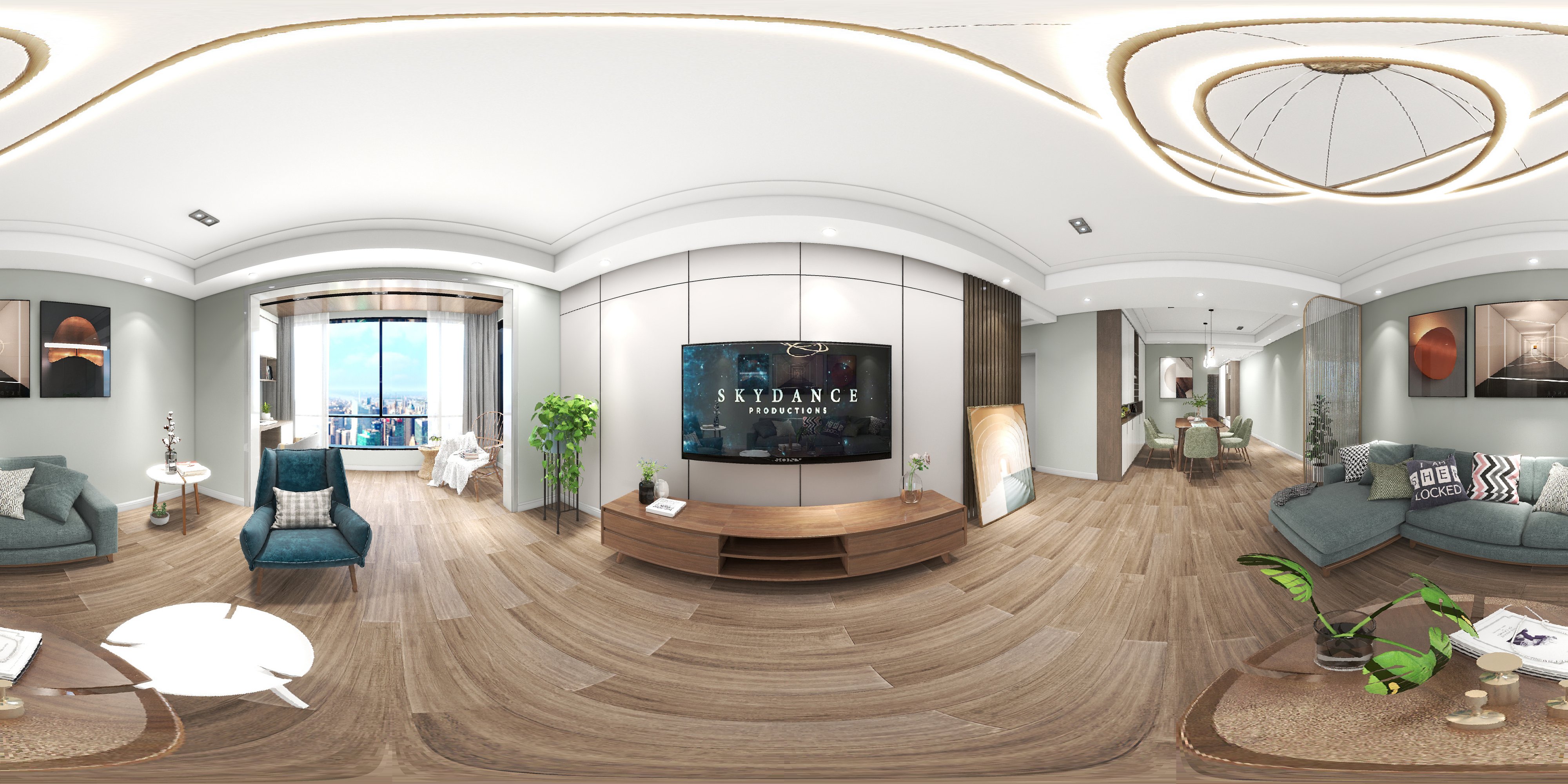 128平麒麟嘉园二期现代风格全景图封面图