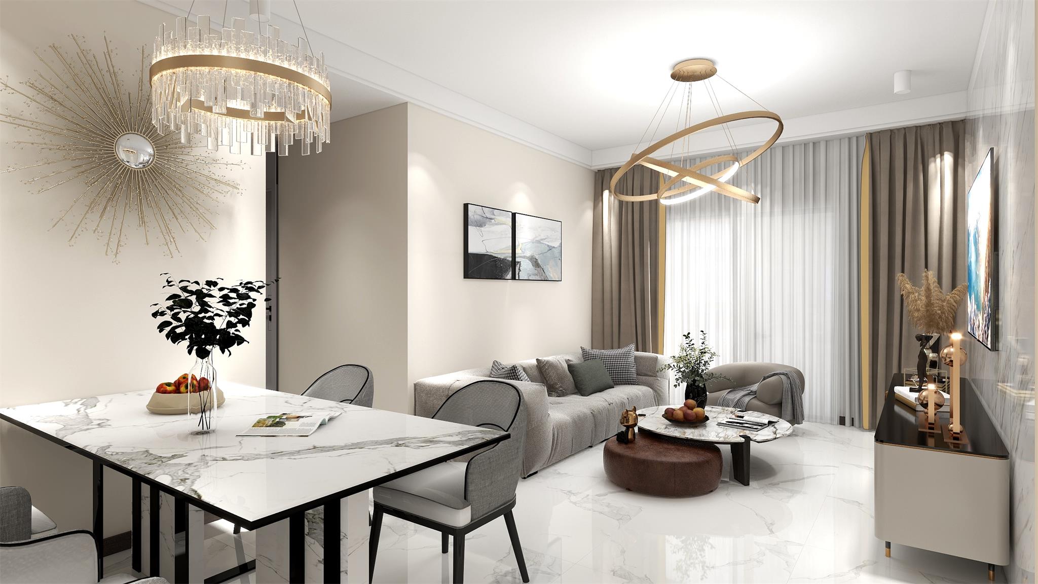 98平港城华府现代风格全景图封面图