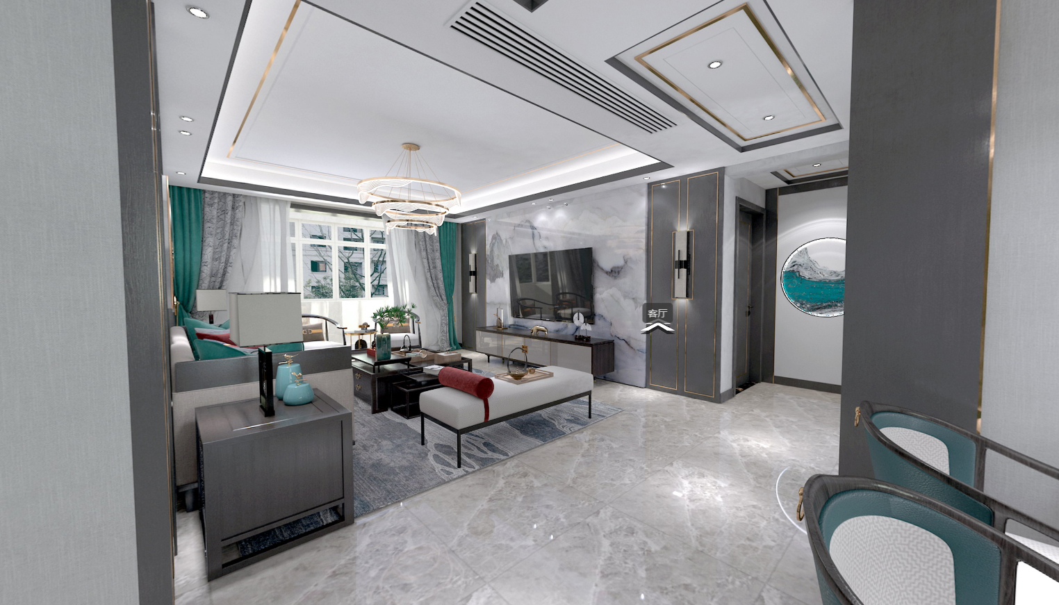 143平文苑花园新中式风格全景图封面图