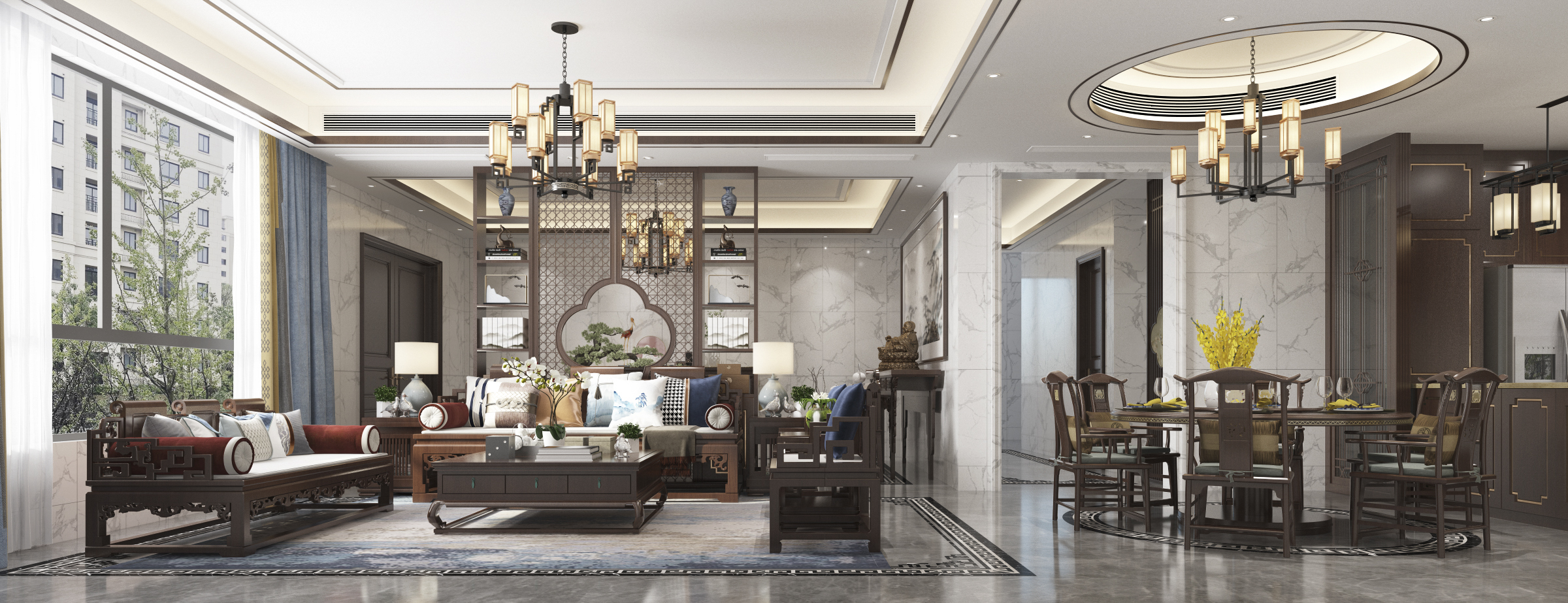 350平郁府自建民居新中式风格全景图封面图