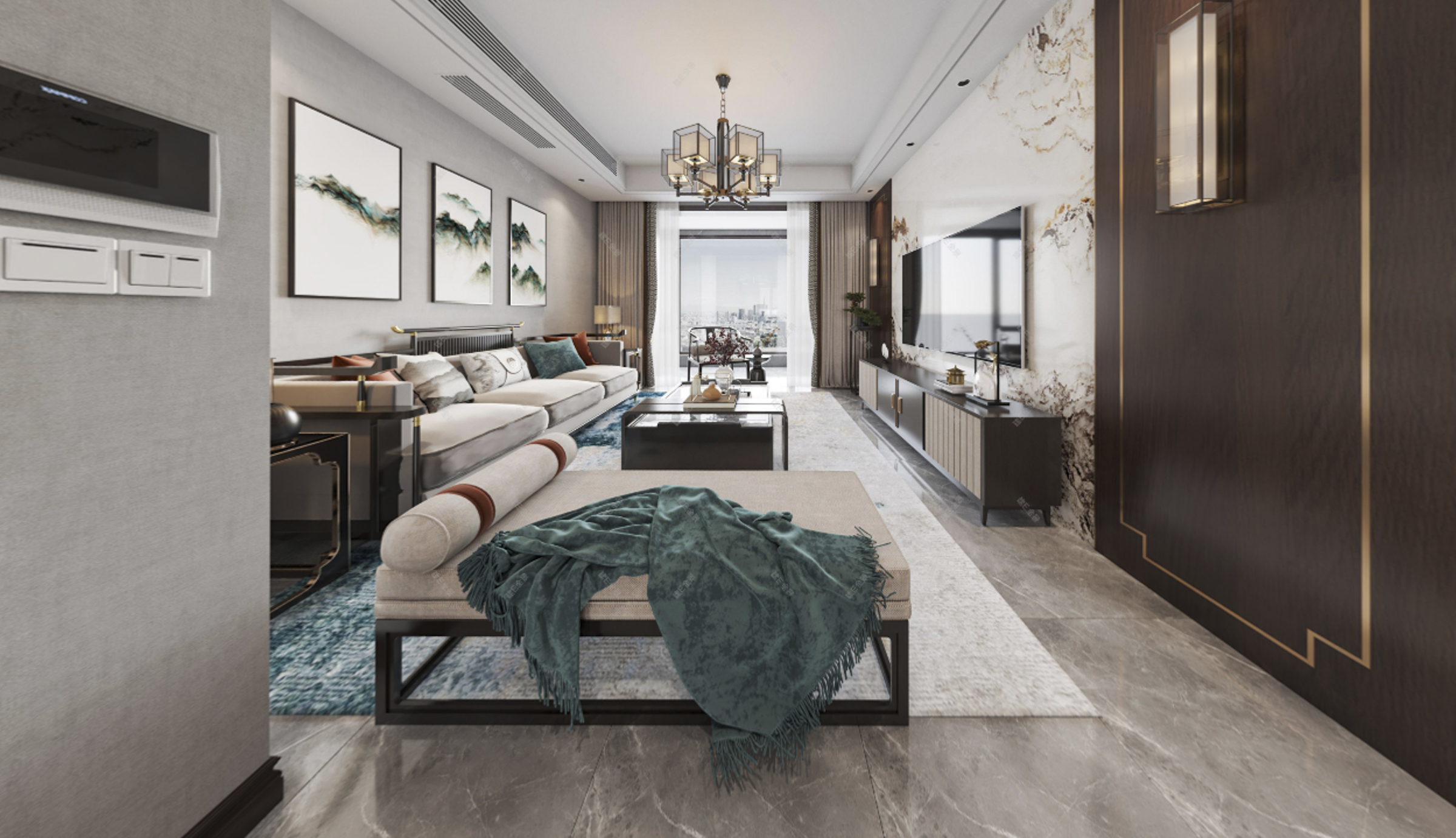 90平锦泰花园新中式风格全景图封面图