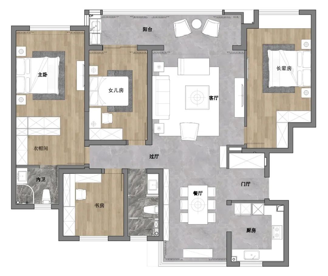 实景 ▏​188㎡大平层装出别墅范：规划80㎡共享空间，承载三代同堂的温馨时光！