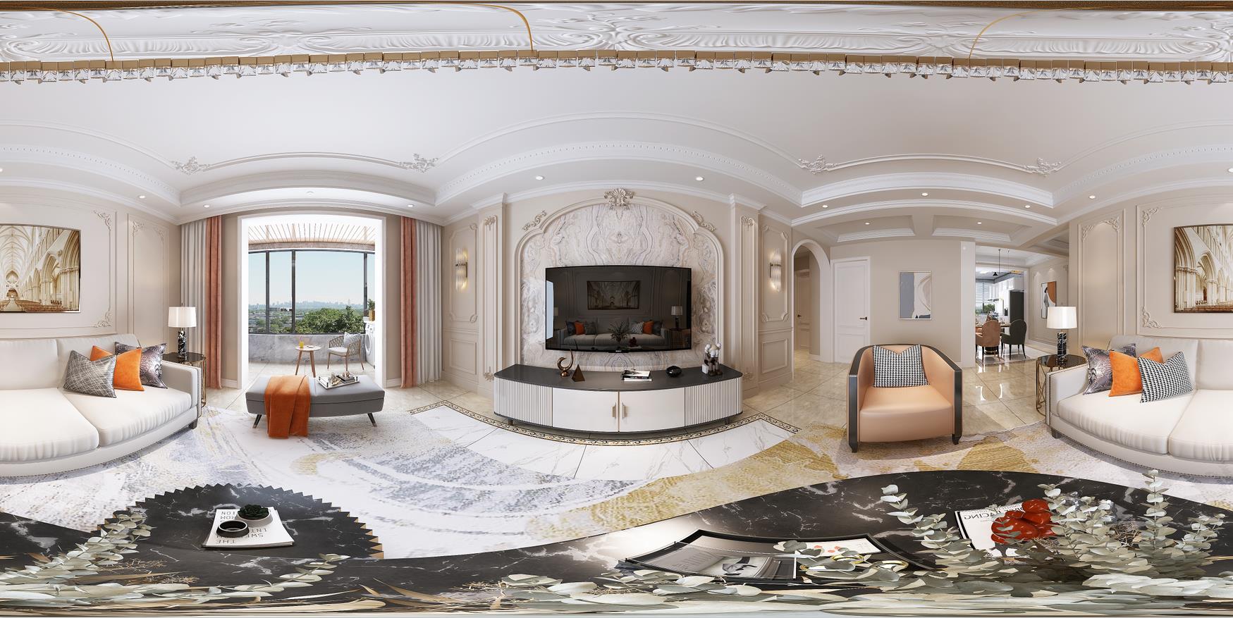 130平天泽园法式风格全景图封面图