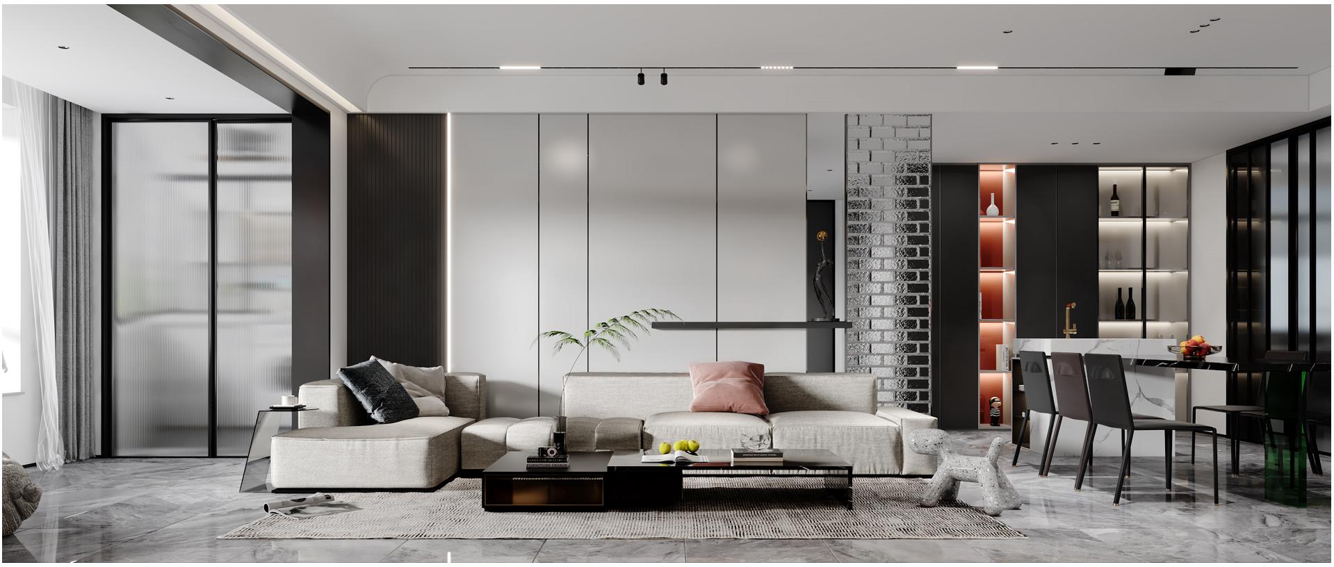 115平明郡悦府现代风格-黑白灰全景图封面图