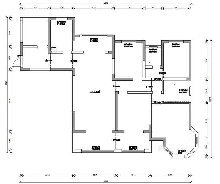 161平米实用的欧式住宅，在家也能办公-原始结构图