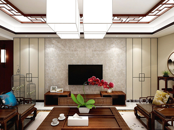 297㎡新中式风格家,温暖色调平静人心~-客厅