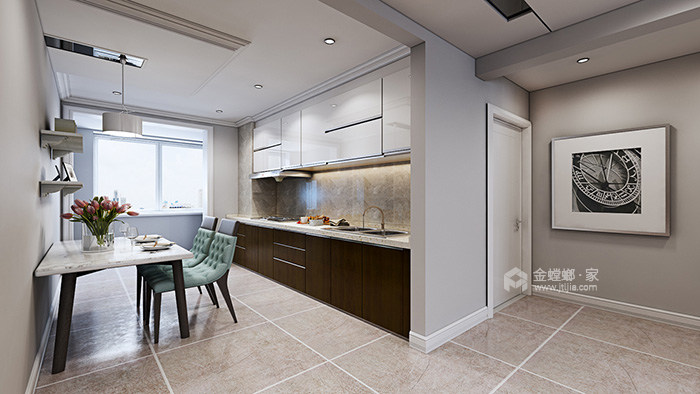 浅灰色的现代风格，为家带来优雅的基调-厨房