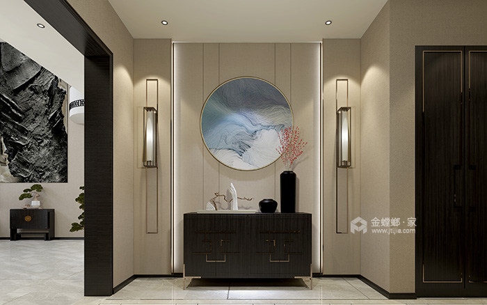 新中式大气之家——对传统元素的完美融合-门厅、电梯厅