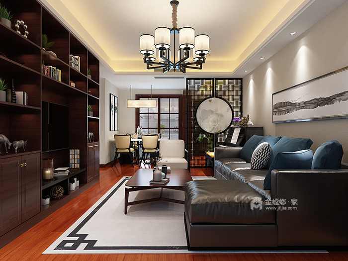 99平米新中式两居，现代与中式凝结东方美学！-客厅