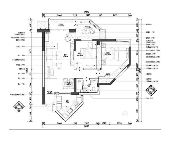 99平米新中式两居，现代与中式凝结东方美学！-平面布置图