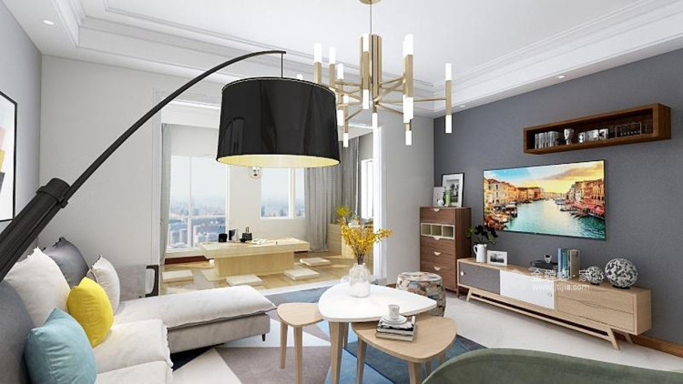 宁静优雅的160平现代风格美居-客厅效果图及设计说明