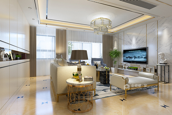 舒适的轻奢生活 145平米现代风格装修效果图-客厅