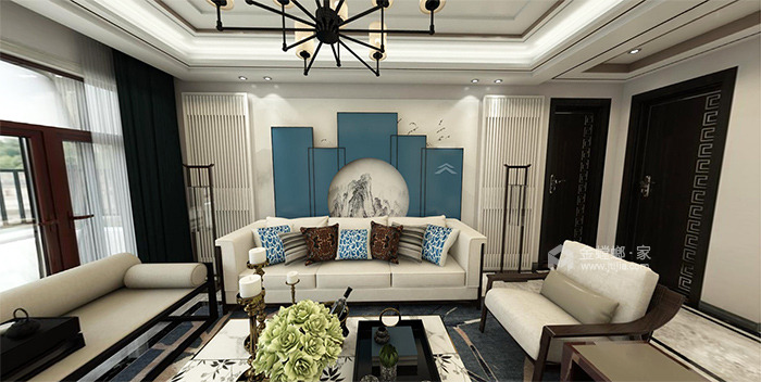 精致优雅的中式生活 130平米新中式装修效果图-客厅