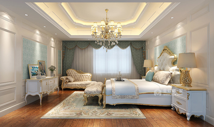 让人惊呼浪漫的蓝白色系欧式大宅-卧室