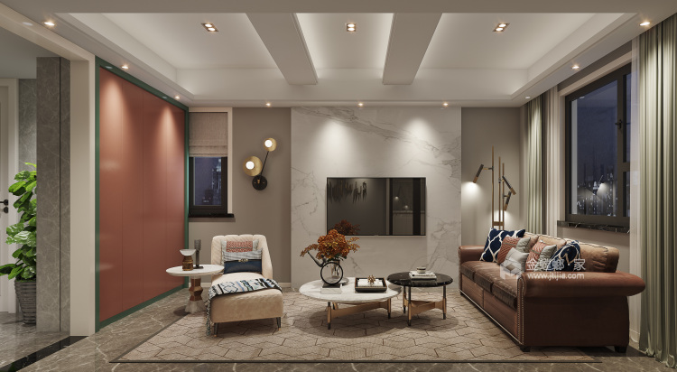 110平两居，极简风给人一种舒适感-客厅效果图及设计说明