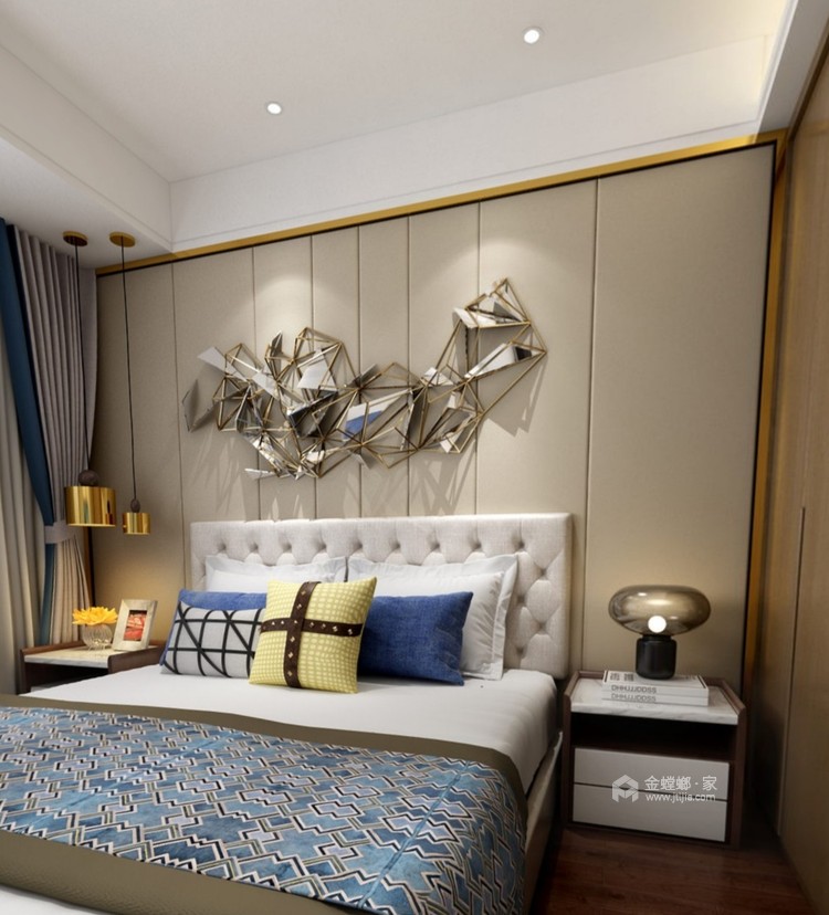 110平两居，极简风给人一种舒适感-卧室效果图及设计说明