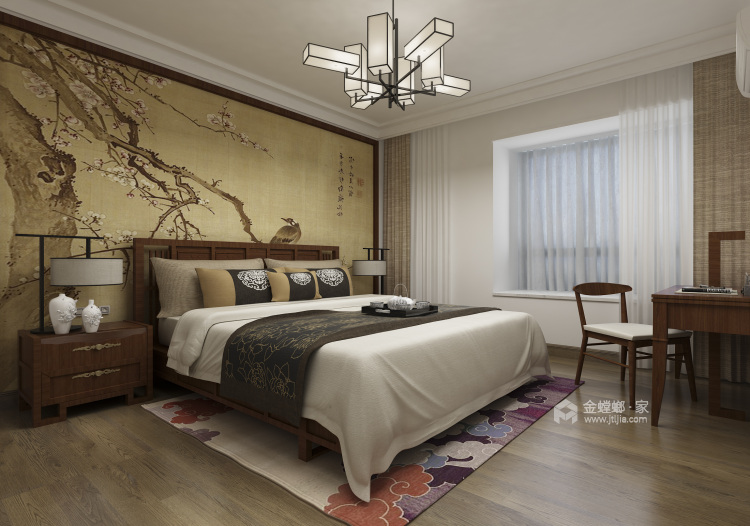 160平新中式，没见过这么简单的中式-卧室效果图及设计说明