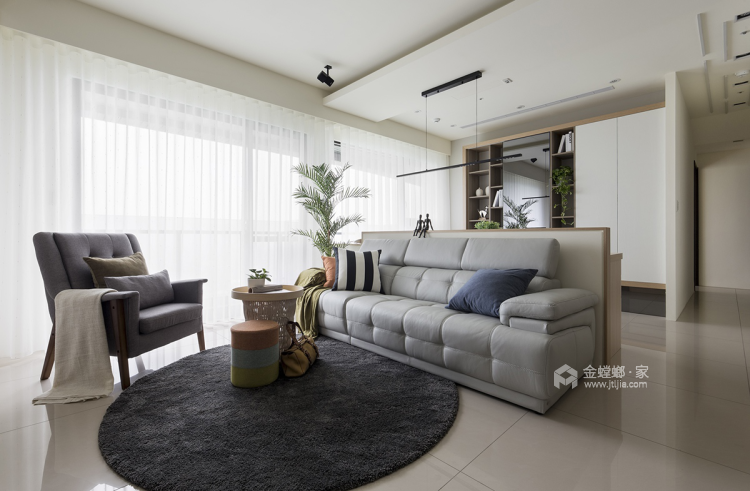 灰冷风格的现代风格美居，简洁干净-客厅效果图及设计说明