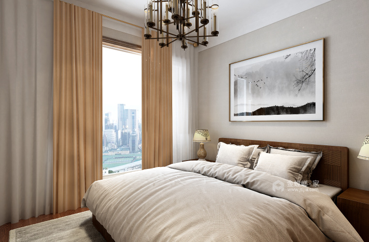 舒适温馨的新中式美居，含蓄内敛中国风！-卧室效果图及设计说明