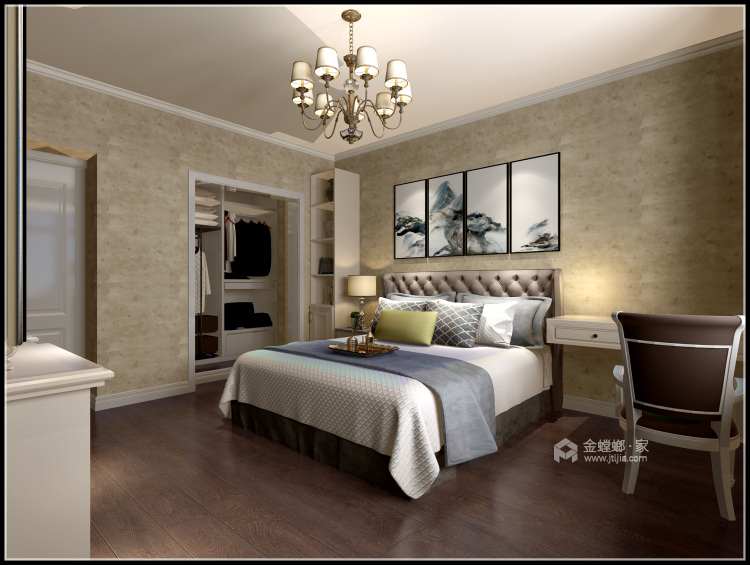 简洁大方，97平现代风格三居室涌金花园-卧室效果图及设计说明