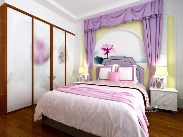 古典雅致的新中式风格，是一款耐看型！-卧室效果图及设计说明