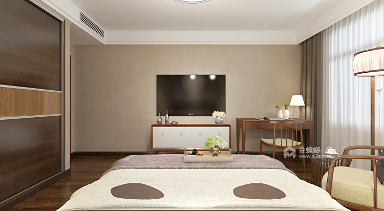 180平纯净优雅新中式风格大宅，韵味十足-卧室效果图及设计说明