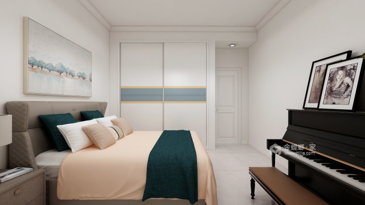 浅灰色白欧风，小清新三居室-卧室效果图及设计说明