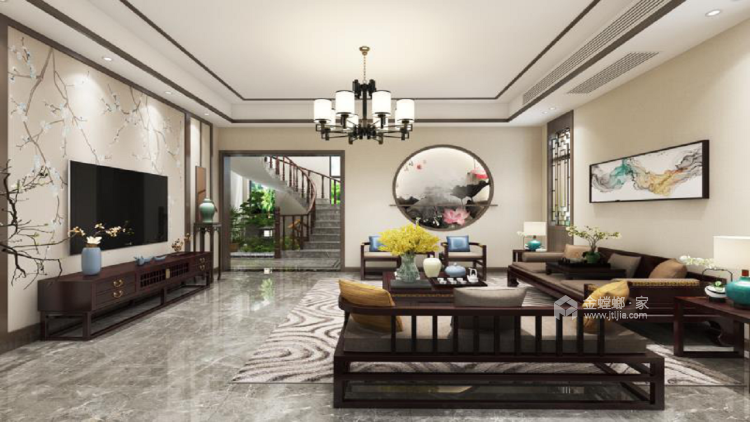 中式风别墅，享受步步生莲的奇妙感觉-客厅效果图及设计说明