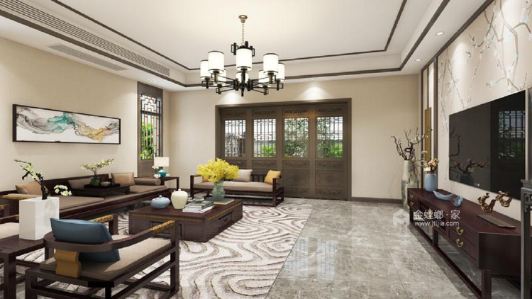 中式风别墅，享受步步生莲的奇妙感觉-客厅效果图及设计说明