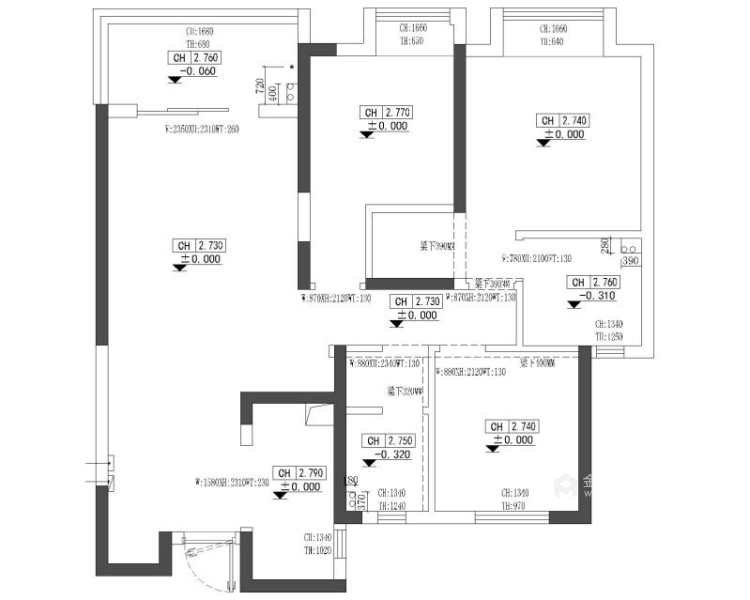 116平现代摩登房子仿佛生活在画里-业主需求&原始结构图