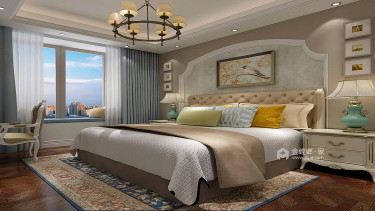 荣润理想城130平三室美式风格-卧室效果图及设计说明