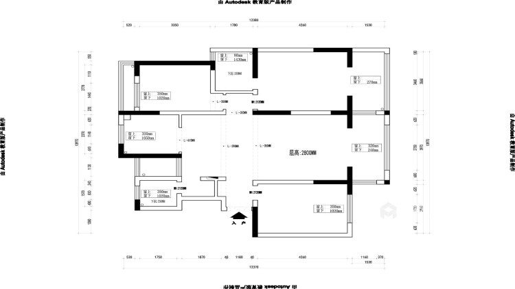 荣润理想城130平三室美式风格-业主需求&原始结构图