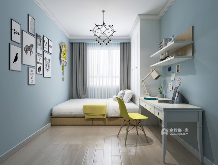 北欧原木160平休闲幸福的家-卧室效果图及设计说明
