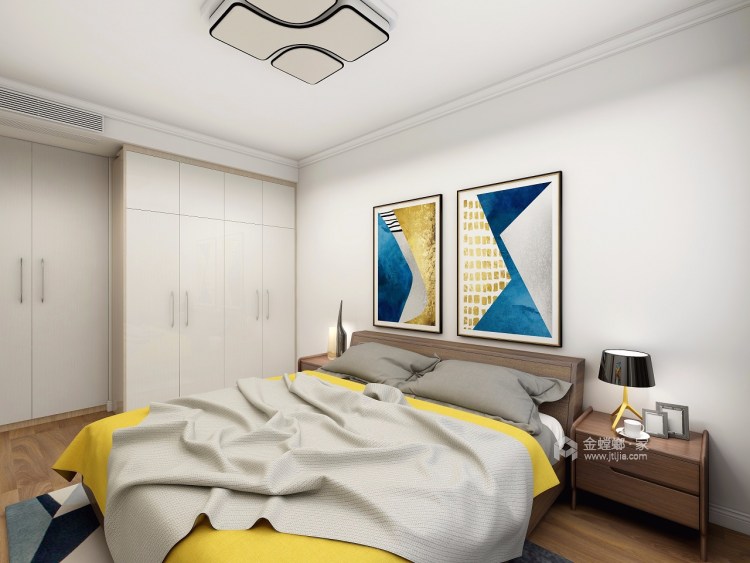 浅色简约线条勾勒出优雅现代风-卧室效果图及设计说明